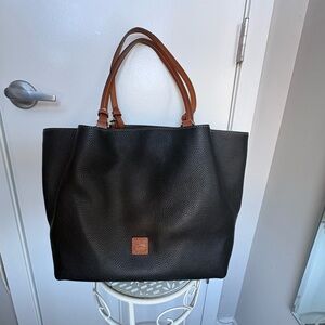 Dooney & Bourke Black Tote with Brown Handles